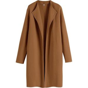 imageANRABESS Womens Cardigans Sweater 2024 Casual Lapel Open Front Knit Warm Wool Coatigan Jacket Long Blazer CoatCaramel
