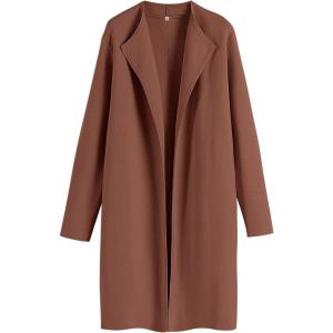 imageANRABESS Womens Cardigans Sweater 2024 Casual Lapel Open Front Knit Warm Wool Coatigan Jacket Long Blazer CoatCoffee