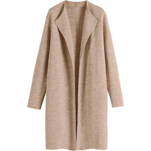 imageANRABESS Womens Cardigans Sweater 2024 Casual Lapel Open Front Knit Warm Wool Coatigan Jacket Long Blazer CoatDark Apricot