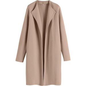 imageANRABESS Womens Cardigans Sweater 2024 Casual Lapel Open Front Knit Warm Wool Coatigan Jacket Long Blazer CoatDeep Apricot