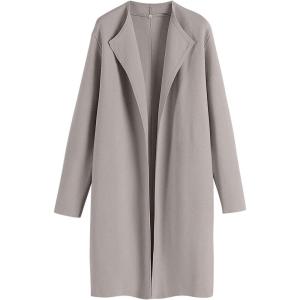 imageANRABESS Womens Cardigans Sweater 2024 Casual Lapel Open Front Knit Warm Wool Coatigan Jacket Long Blazer CoatGrey