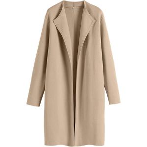 imageANRABESS Womens Cardigans Sweater 2024 Casual Lapel Open Front Knit Warm Wool Coatigan Jacket Long Blazer CoatKhaki