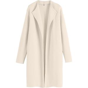 imageANRABESS Womens Cardigans Sweater 2024 Casual Lapel Open Front Knit Warm Wool Coatigan Jacket Long Blazer CoatLight Apricot