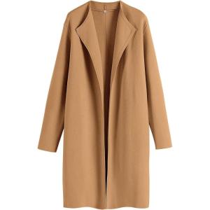 imageANRABESS Womens Cardigans Sweater 2024 Casual Lapel Open Front Knit Warm Wool Coatigan Jacket Long Blazer CoatLight Brown