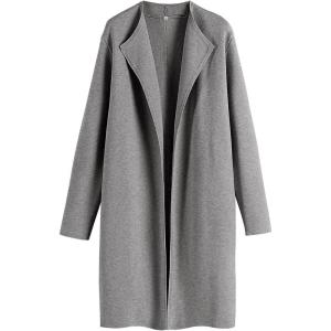 imageANRABESS Womens Cardigans Sweater 2024 Casual Lapel Open Front Knit Warm Wool Coatigan Jacket Long Blazer CoatLight Grey