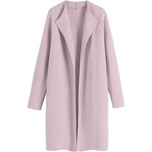 imageANRABESS Womens Cardigans Sweater 2024 Casual Lapel Open Front Knit Warm Wool Coatigan Jacket Long Blazer CoatLight Pink