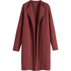 imageANRABESS Womens Cardigans Sweater 2024 Casual Lapel Open Front Knit Warm Wool Coatigan Jacket Long Blazer CoatRusty Red