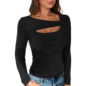 imageANRABESS Womens Cutout Tops Trendy Sexy Long Sleeve Shirts Ribbed Slim Fit Tee 2024 Fall Fashion Going Out Tshirts ClothesBlack