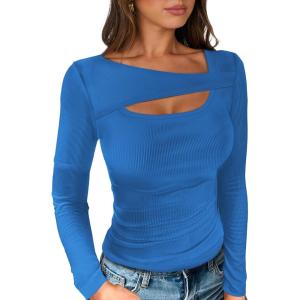 imageANRABESS Womens Cutout Tops Trendy Sexy Long Sleeve Shirts Ribbed Slim Fit Tee 2024 Fall Fashion Going Out Tshirts ClothesBlue