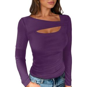 imageANRABESS Womens Cutout Tops Trendy Sexy Long Sleeve Shirts Ribbed Slim Fit Tee 2024 Fall Fashion Going Out Tshirts ClothesPurple