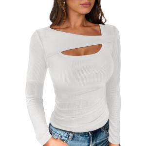 imageANRABESS Womens Cutout Tops Trendy Sexy Long Sleeve Shirts Ribbed Slim Fit Tee 2024 Fall Fashion Going Out Tshirts ClothesWhite