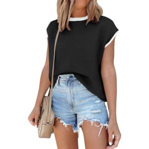 imageANRABESS Womens Summer Cap Sleeve Sweater Crewneck Sleeveless Knit Tops Casual Fit Vest 2025 Trendy Tank Top ShirtsBlack
