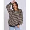 imageANRABESS Women Striped Oversized Sweatshirt Long Sleeve Crewneck Shirts 2025 Fall Fashion Pullover Sweater Trendy ClothesBlack Grey