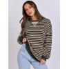 imageANRABESS Women Striped Oversized Sweatshirt Long Sleeve Crewneck Shirts 2025 Fall Fashion Pullover Sweater Trendy ClothesBlack Grey