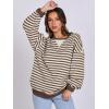 imageANRABESS Women Striped Oversized Sweatshirt Long Sleeve Crewneck Shirts 2025 Fall Fashion Pullover Sweater Trendy ClothesBrown White