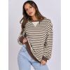 imageANRABESS Women Striped Oversized Sweatshirt Long Sleeve Crewneck Shirts 2025 Fall Fashion Pullover Sweater Trendy ClothesBrown White