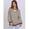 imageANRABESS Women Striped Oversized Sweatshirt Long Sleeve Crewneck Shirts 2025 Fall Fashion Pullover Sweater Trendy ClothesBrown White