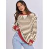 imageANRABESS Women Striped Oversized Sweatshirt Long Sleeve Crewneck Shirts 2025 Fall Fashion Pullover Sweater Trendy ClothesCaramel White