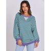 imageANRABESS Women Striped Oversized Sweatshirt Long Sleeve Crewneck Shirts 2025 Fall Fashion Pullover Sweater Trendy ClothesGreen Grey