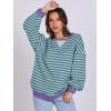 imageANRABESS Women Striped Oversized Sweatshirt Long Sleeve Crewneck Shirts 2025 Fall Fashion Pullover Sweater Trendy ClothesGreen Grey
