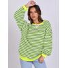 imageANRABESS Women Striped Oversized Sweatshirt Long Sleeve Crewneck Shirts 2025 Fall Fashion Pullover Sweater Trendy ClothesGrey Fluorescent Green