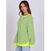 imageANRABESS Women Striped Oversized Sweatshirt Long Sleeve Crewneck Shirts 2025 Fall Fashion Pullover Sweater Trendy ClothesGrey Fluorescent Green