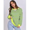imageANRABESS Women Striped Oversized Sweatshirt Long Sleeve Crewneck Shirts 2025 Fall Fashion Pullover Sweater Trendy ClothesGrey Fluorescent Green