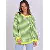 imageANRABESS Women Striped Oversized Sweatshirt Long Sleeve Crewneck Shirts 2025 Fall Fashion Pullover Sweater Trendy ClothesGrey Fluorescent Green