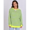 imageANRABESS Women Striped Oversized Sweatshirt Long Sleeve Crewneck Shirts 2025 Fall Fashion Pullover Sweater Trendy ClothesGrey Fluorescent Green