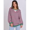 imageANRABESS Women Striped Oversized Sweatshirt Long Sleeve Crewneck Shirts 2025 Fall Fashion Pullover Sweater Trendy ClothesGrey Pink
