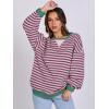 imageANRABESS Women Striped Oversized Sweatshirt Long Sleeve Crewneck Shirts 2025 Fall Fashion Pullover Sweater Trendy ClothesGrey Pink