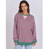 imageANRABESS Women Striped Oversized Sweatshirt Long Sleeve Crewneck Shirts 2025 Fall Fashion Pullover Sweater Trendy ClothesGrey Pink