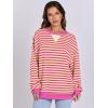 imageANRABESS Women Striped Oversized Sweatshirt Long Sleeve Crewneck Shirts 2025 Fall Fashion Pullover Sweater Trendy ClothesHot Pink Yellow