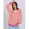 imageANRABESS Women Striped Oversized Sweatshirt Long Sleeve Crewneck Shirts 2025 Fall Fashion Pullover Sweater Trendy ClothesHot Pink Yellow