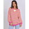 imageANRABESS Women Striped Oversized Sweatshirt Long Sleeve Crewneck Shirts 2025 Fall Fashion Pullover Sweater Trendy ClothesHot Pink Yellow