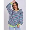 imageANRABESS Women Striped Oversized Sweatshirt Long Sleeve Crewneck Shirts 2025 Fall Fashion Pullover Sweater Trendy ClothesPink Green