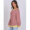 imageANRABESS Women Striped Oversized Sweatshirt Long Sleeve Crewneck Shirts 2025 Fall Fashion Pullover Sweater Trendy ClothesPurple Orange