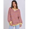 imageANRABESS Women Striped Oversized Sweatshirt Long Sleeve Crewneck Shirts 2025 Fall Fashion Pullover Sweater Trendy ClothesPurple Orange