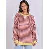 imageANRABESS Women Striped Oversized Sweatshirt Long Sleeve Crewneck Shirts 2025 Fall Fashion Pullover Sweater Trendy ClothesPurple Orange
