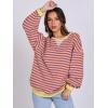 imageANRABESS Women Striped Oversized Sweatshirt Long Sleeve Crewneck Shirts 2025 Fall Fashion Pullover Sweater Trendy ClothesPurple Orange