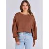 imageANRABESS Womens Cropped Oversized Sweatshirts Crewneck Long Sleeve Pullover 2024 Fall Teen Girls Y2K Fashion Crop TopsCaramel