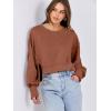 imageANRABESS Womens Cropped Oversized Sweatshirts Crewneck Long Sleeve Pullover 2024 Fall Teen Girls Y2K Fashion Crop TopsCaramel