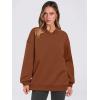 imageANRABESS Womens Oversized V Neck Sweatshirt Fleece Long Sleeve Hoodies Pullover Comfy Top Outfits 2024 Teen Preppy ClothesCaramel
