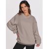 imageANRABESS Womens Oversized V Neck Sweatshirt Fleece Long Sleeve Hoodies Pullover Comfy Top Outfits 2024 Teen Preppy ClothesLight Khaki