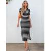 imageANRABESS Womens Summer Striped Midi Dress 2025 Casual Short Sleeve V Neck Loose Knitted Side Slit Long Beach DressesBlack White Stripe