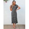 imageANRABESS Womens Summer Striped Midi Dress 2025 Casual Short Sleeve V Neck Loose Knitted Side Slit Long Beach DressesBlack White Stripe
