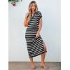 imageANRABESS Womens Summer Striped Midi Dress 2025 Casual Short Sleeve V Neck Loose Knitted Side Slit Long Beach DressesBlack White Stripe