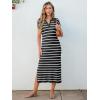 imageANRABESS Womens Summer Striped Midi Dress 2025 Casual Short Sleeve V Neck Loose Knitted Side Slit Long Beach DressesBlack White Stripe