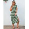 imageANRABESS Womens Summer Striped Midi Dress 2025 Casual Short Sleeve V Neck Loose Knitted Side Slit Long Beach DressesGreen White Stripe