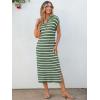 imageANRABESS Womens Summer Striped Midi Dress 2025 Casual Short Sleeve V Neck Loose Knitted Side Slit Long Beach DressesGreen White Stripe